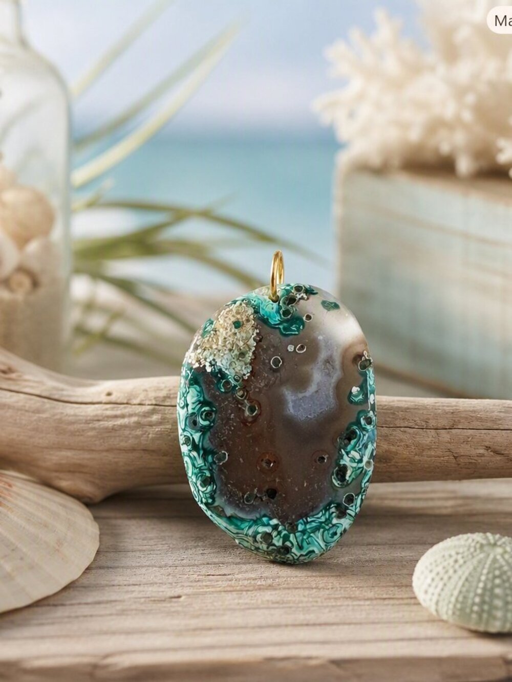 Green & Brown Stone Pendant